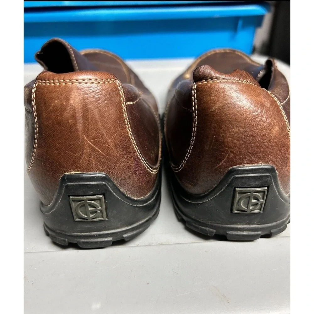 Cole Haan Mens Brown Leather Slip On Loafers Vibram Sole Driving Shoes Moc Toe